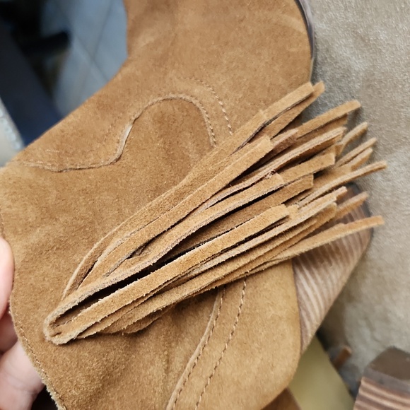 Steve Madden leather Fringe Ankle western boots size 6 M brown - Picture 15 of 17